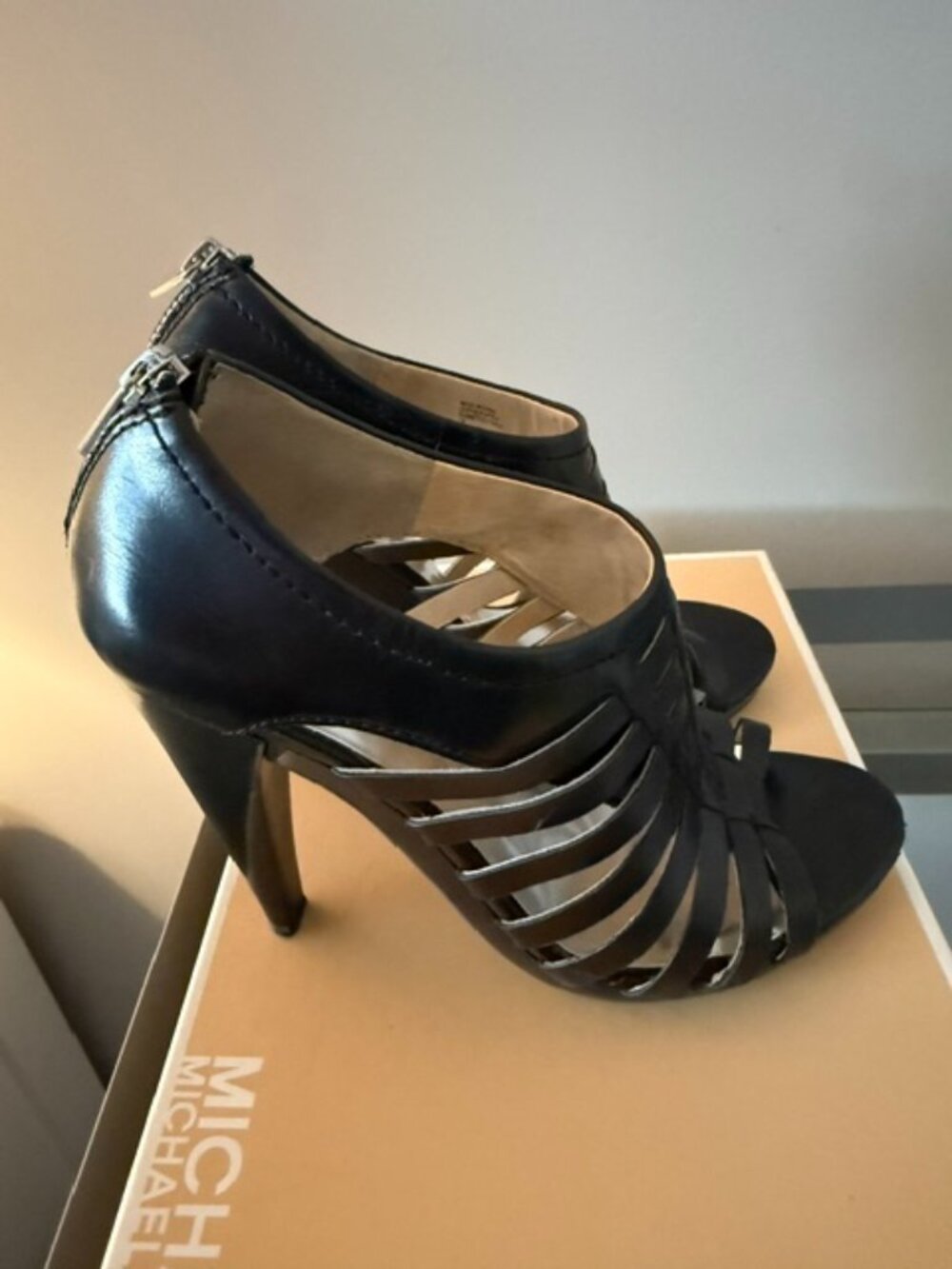 MICHAEL Michael Kors Women's Size 7 Black Caged Open Toe Ankle Booties